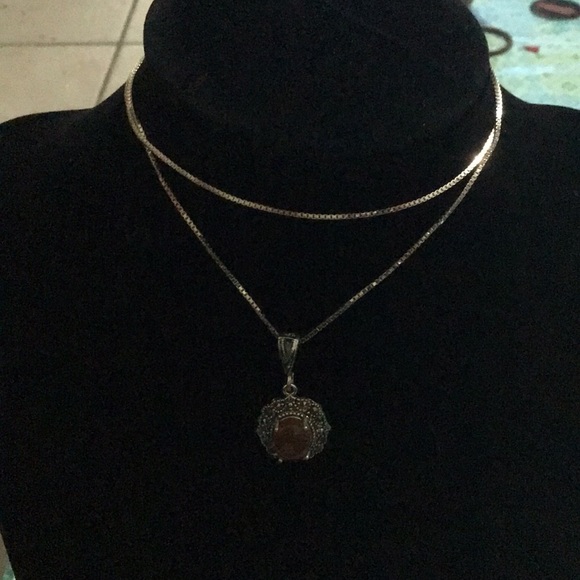 New Sterling Silver Agate gemstone Necklace Set - Picture 3 of 10